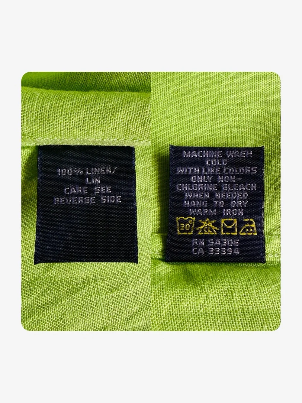 ★Ralph Lauren Sport Slim Fit Seasonal Staple 100% Linen 3/4 Blouse Lime Green 4★ - Picture 9 of 11